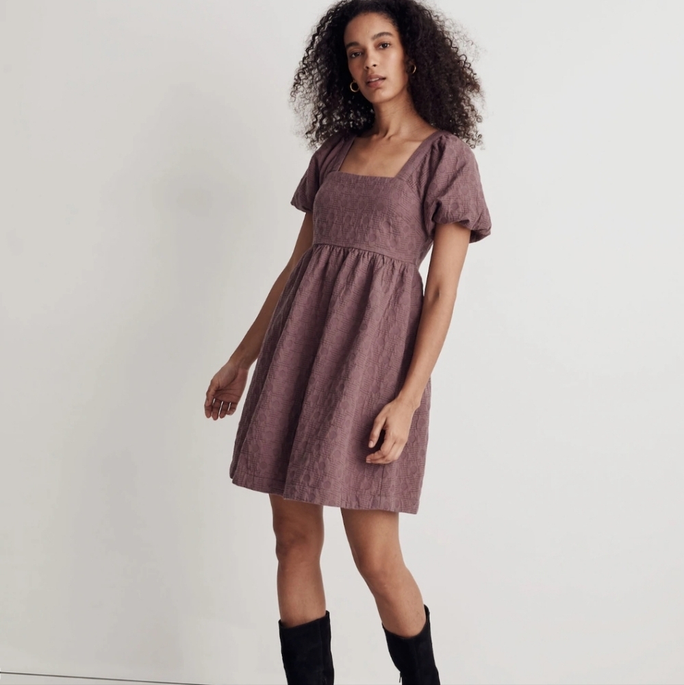 Madewell Floral Quilted Puff-Sleeve Mini Dress • SZ XS• NWT